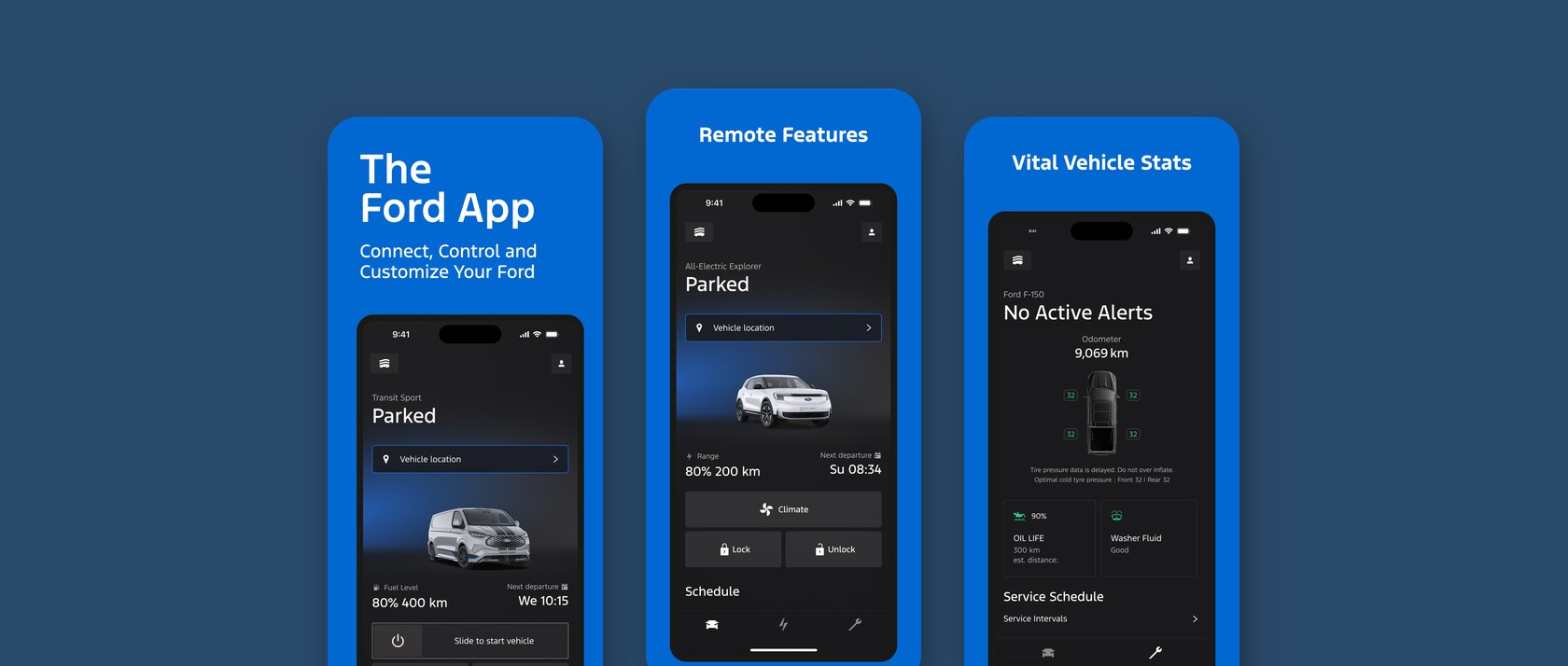 Ford app screens